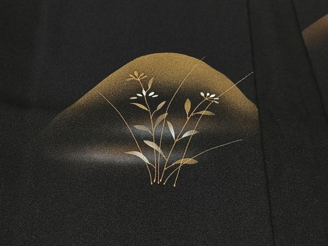 平和屋着物#羽織 刺繍 遠山エ霞草花文 黒地 金彩 正絹 逸品 未使用 CABL4400ua