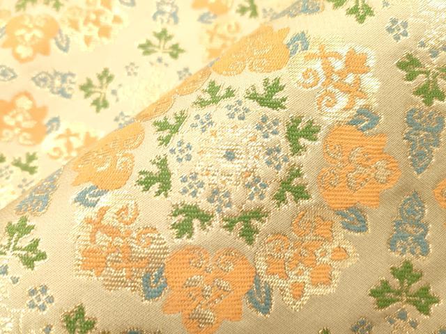 平和屋着物●龍村晋謹製 六通柄袋帯 竜巧錦 草花文 金糸 正絹 逸品 CABL4414dy