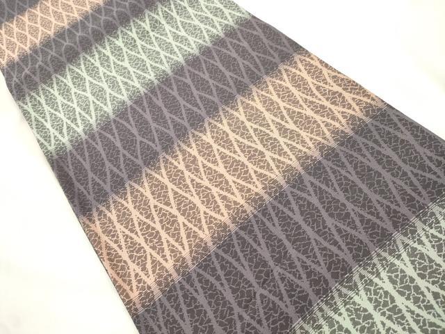 平和屋着物●両面 全通柄袋帯 幾何学文 正絹 逸品 CABL4415dy