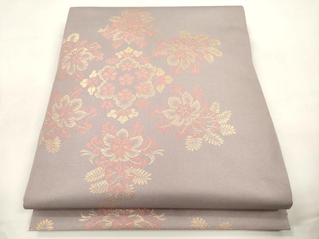 平和屋着物●織物一筋名門 織悦 全通柄 本袋帯 草花文 金糸 正絹 逸品 CABL4425dy