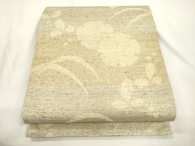 平和屋着物●六通柄袋帯 作家物 ねん金綴 雪輪草花文 金糸 正絹 逸品 CABL4429dy