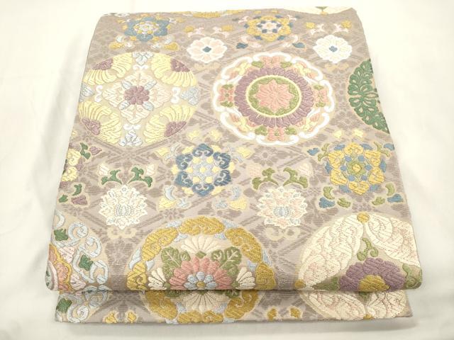 平和屋着物●六通柄袋帯 唐織 正倉院花鳥文 正絹 逸品 CABL4430dy