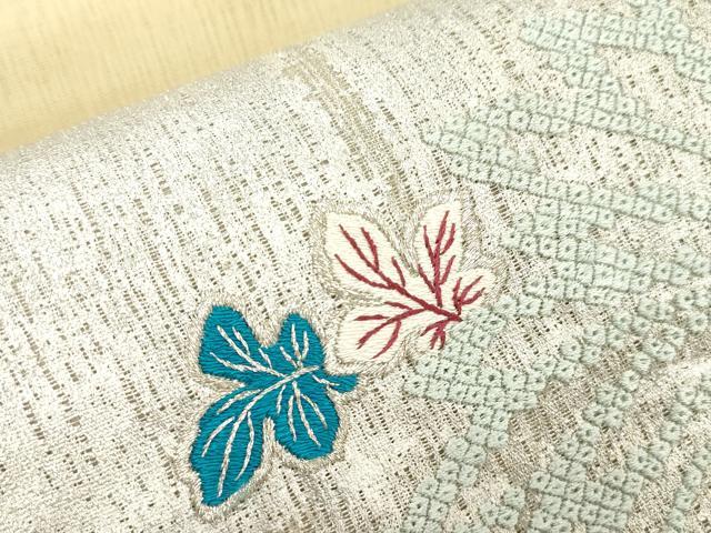 平和屋着物▽太鼓柄袋帯 スリーシーズン 春夏秋 刺繍 草花文 金銀糸 正絹 逸品 CABL4432dy