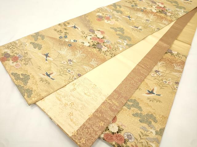 平和屋本店▼六通柄袋帯 唐織 慶祥利休 本金箔 正絹 逸品 CABL4462dy