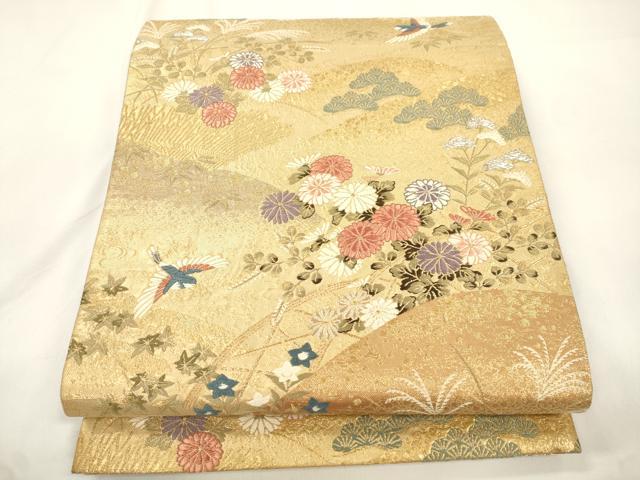 平和屋本店▼六通柄袋帯 唐織 慶祥利休 本金箔 正絹 逸品 CABL4462dy