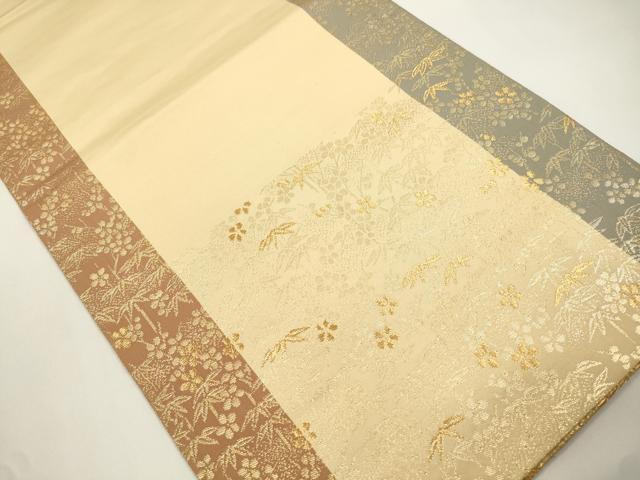 平和屋本店▼六通柄袋帯 唐織 慶祥利休 本金箔 正絹 逸品 CABL4462dy