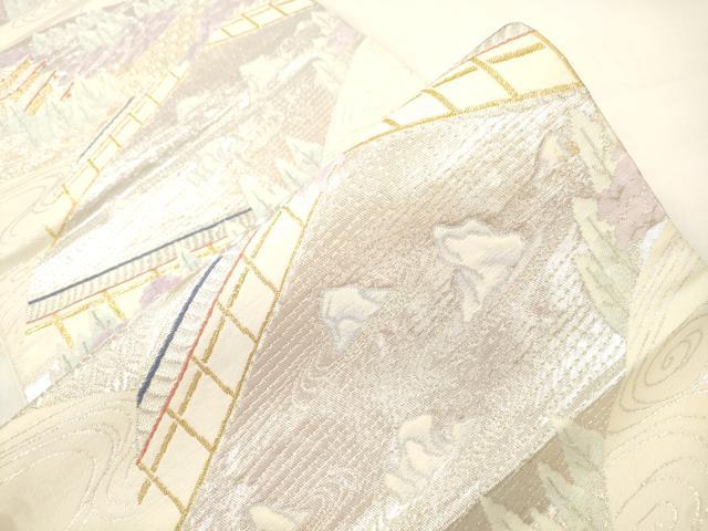 平和屋本店▼六通柄袋帯 竜安寺 本金二重箔 正絹 逸品 CABL4464dy
