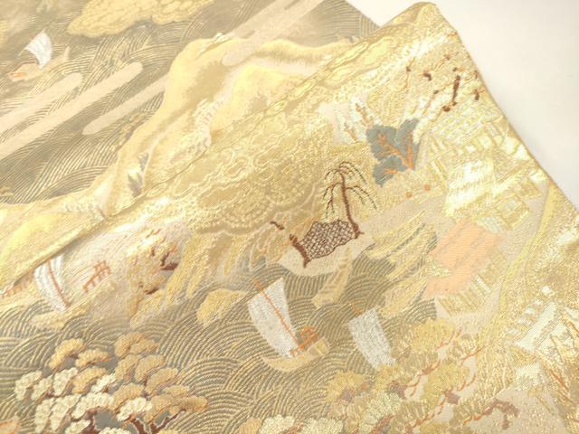 平和屋本店▼六通柄袋帯 天橋立図 純金二重箔 正絹 逸品 CABL4471dy