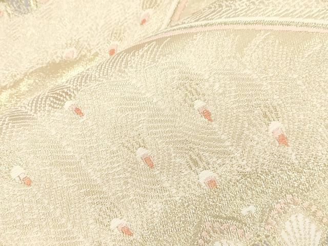 平和屋本店▼六通柄袋帯 東山錦 正倉院 孔雀羽文 二重箔24K 正絹 逸品 CABL4473dy