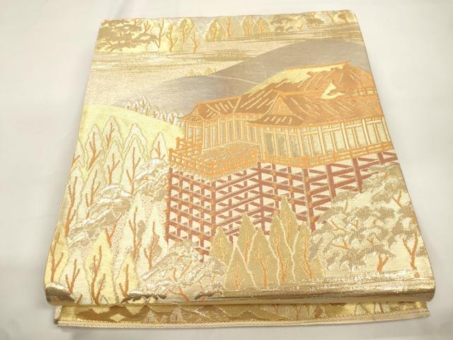 平和屋本店▼六通柄袋帯 清水寺 本金箔二重引錦 正絹 逸品 CABL4479dy