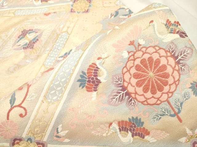 平和屋本店▼六通柄袋帯 唐織 天井華鳥文 本金二重箔 正絹 逸品 CABL4486dy