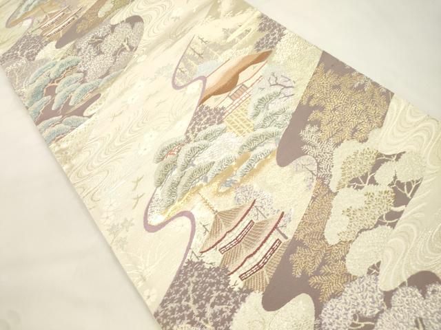 平和屋本店▼六通柄袋帯 都百景文 本金箔 正絹 逸品 CABL4492dy