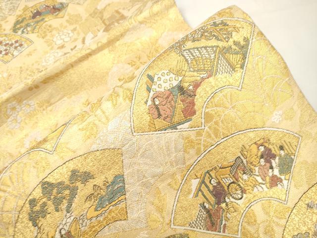 平和屋本店▼六通柄袋帯 地紙人物文 本金箔 正絹 逸品 CABL4496dy