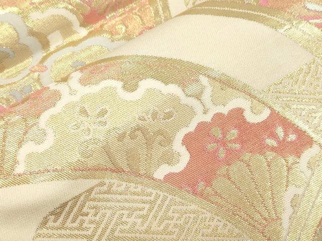 平和屋本店▼六通柄袋帯 幾何学花文 K24金箔織 正絹 逸品 CABL4503dy