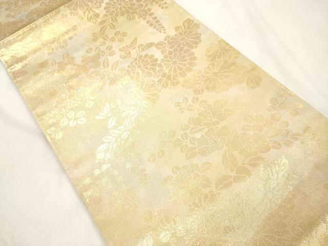 平和屋本店▼両面 六通柄袋帯 唐織 草花文 本金二重箔 正絹 逸品 CABL4518dy