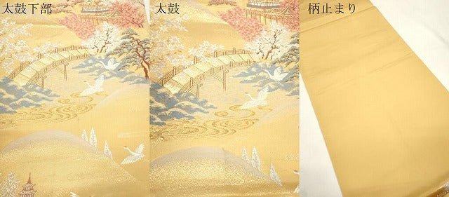 平和屋本店▼六通柄袋帯 古都山景文 本金二重箔 正絹 逸品 CABL4524dy