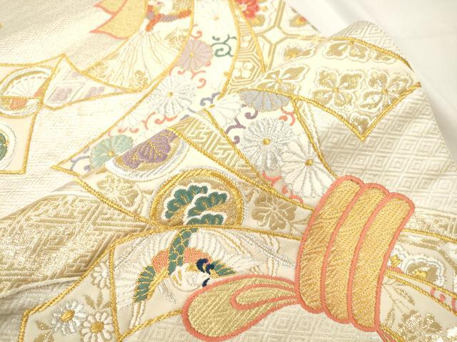 平和屋本店▼六通柄袋帯 熨斗有職文 純金箔 24K 正絹 逸品 CABL4530dy