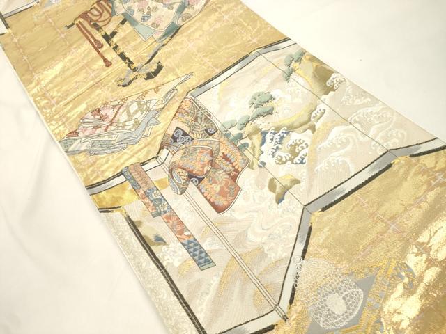 平和屋本店▼六通柄袋帯 誰が袖文様 純金箔 正絹 逸品 CABL4545dy