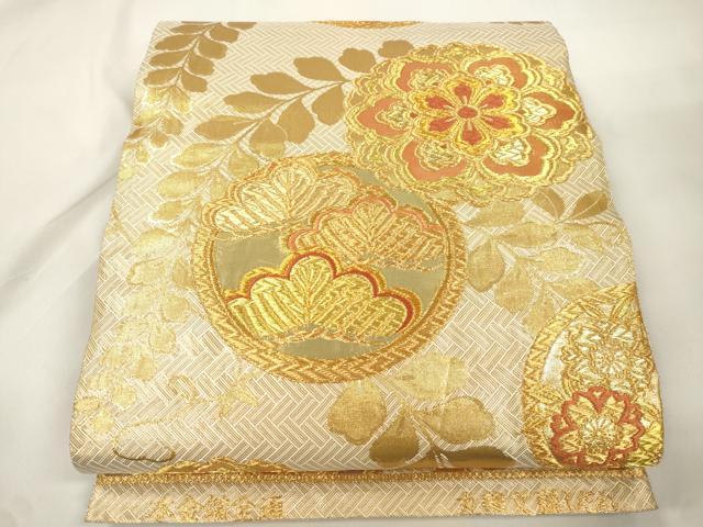 平和屋本店▼佐賀錦 全通柄袋帯 丸華文藤しだれ 本金箔 正絹 逸品 CABL4551dy