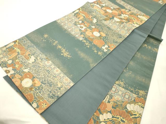 平和屋本店▼六通柄袋帯 松 花唐草文 純金箔 正絹 逸品 CABL4556dy