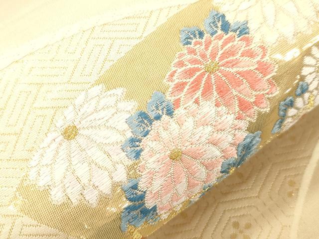 平和屋本店▼六通柄袋帯 しょう美 扇面花鳥文 九百錦24金箔 正絹 逸品 CABL4565dy