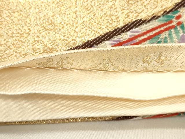 平和屋本店▼「美しいキモノ」お馴染みのメーカー となみ織物 六通柄袋帯 誰が袖孔雀花文 純金箔 正絹 逸品 CABL4569dy