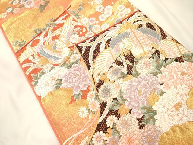 平和屋本店▼六通柄袋帯 唐織 誰が袖鳳凰花文 本金箔 正絹 逸品 CABL4571dy