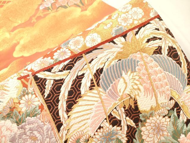 平和屋本店▼六通柄袋帯 唐織 誰が袖鳳凰花文 本金箔 正絹 逸品 CABL4571dy
