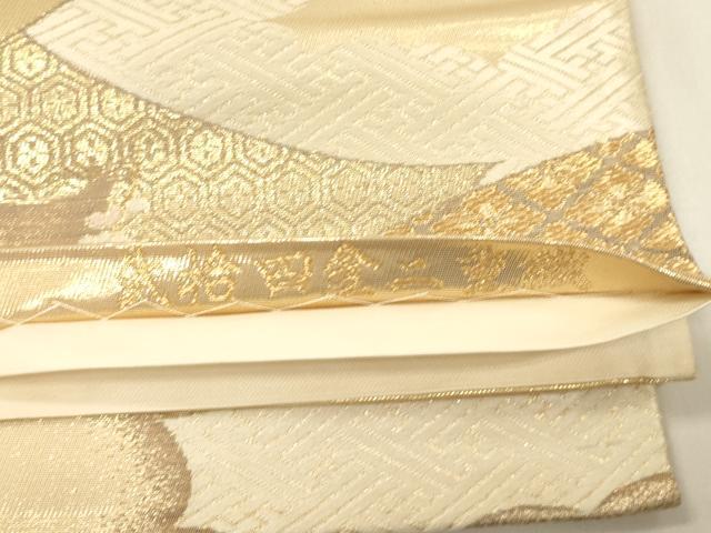 平和屋本店▼六通柄袋帯 唐織 地紙草花文 弐拾四金二重箔 正絹 逸品 CABL4576dy