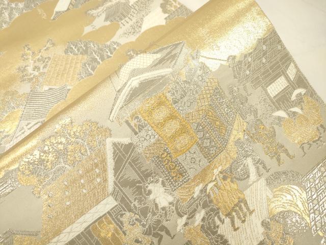 平和屋本店▼全通全景柄袋帯 風景文 プラチナ本金二重箔 正絹 逸品 未使用 CABL4582dy