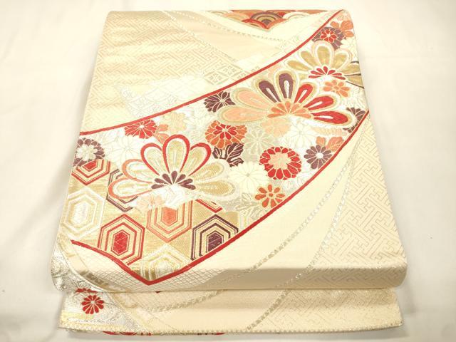 平和屋本店▼六通柄袋帯 唐織 花鳥文 24金箔 正絹 逸品 CABL4583dy