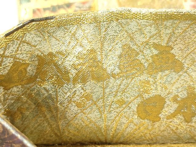 平和屋本店▼西陣あさぎ 両面 全通全景柄袋帯 近代花鳥画 日本美術名鑑 24金プラチナ三重箔 分析通知書付き 正絹 逸品 CABL4592dy