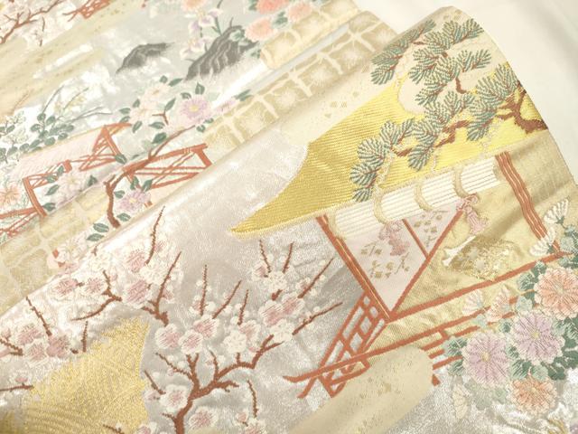 平和屋本店▼六通柄袋帯 風景文 本金三重箔 正絹 逸品 CABL4596dy