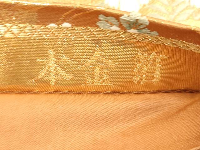 平和屋本店▼六通柄袋帯 唐織 尾長鳥花文 本金箔 正絹 逸品 CABL4597dy