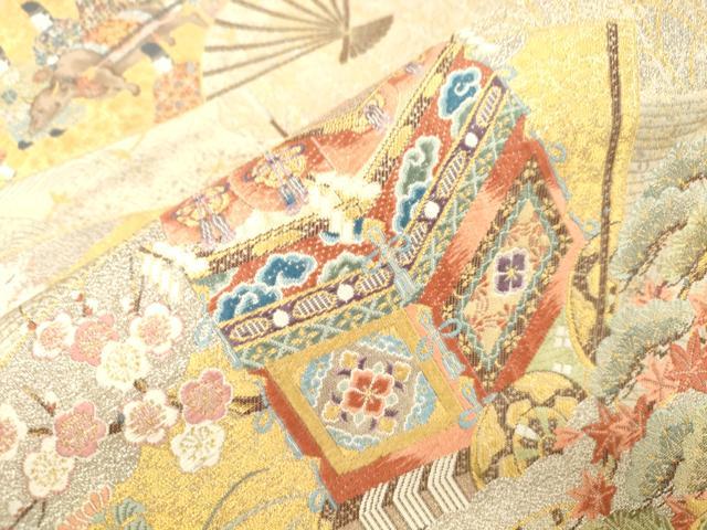 平和屋本店▼六通柄袋帯 桧扇祭礼文 本金箔 正絹 逸品 CABL4605dy
