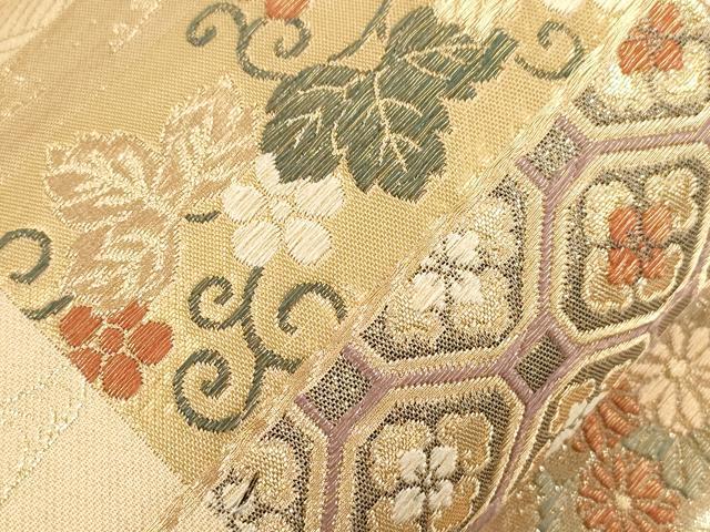 平和屋本店▼六通柄袋帯 有職錦秀文 本金箔 正絹 逸品 CABL4609dy