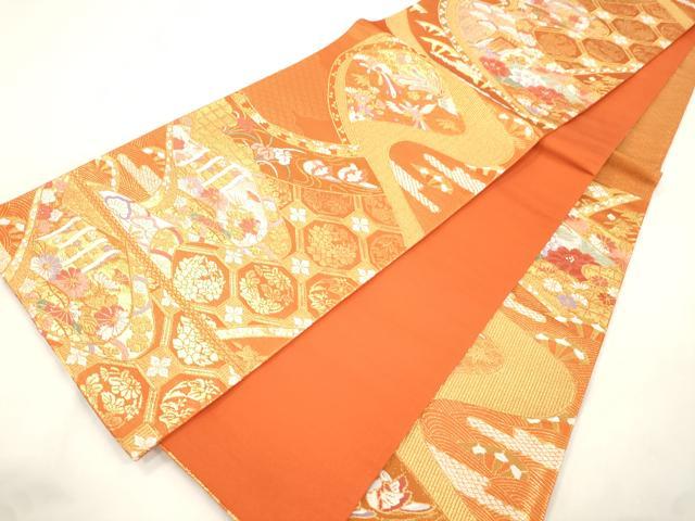 平和屋本店▼六通柄袋帯 唐織 花鳥文 本金二重織 正絹 逸品 CABL4611dy