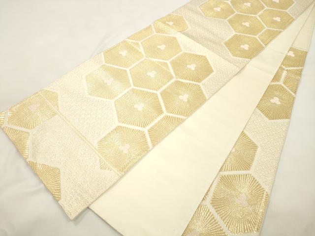平和屋本店▼六通柄袋帯 亀甲松葉文 純金箔 24K 正絹 逸品 CABL4616dy