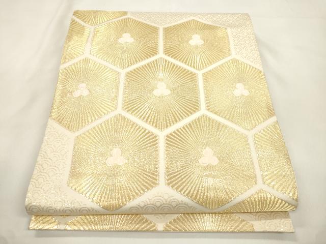 平和屋本店▼六通柄袋帯 亀甲松葉文 純金箔 24K 正絹 逸品 CABL4616dy