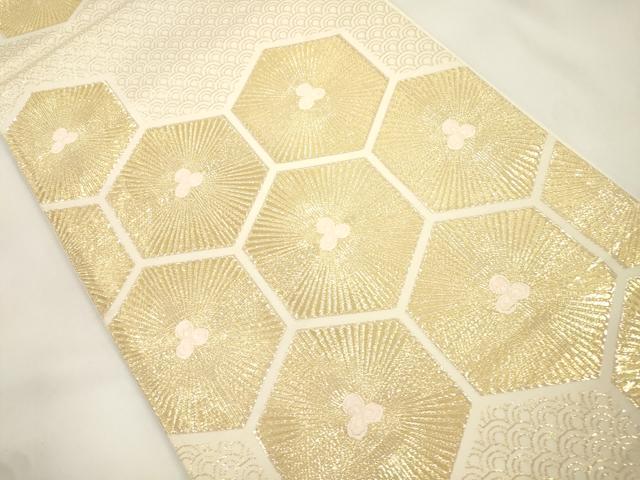 平和屋本店▼六通柄袋帯 亀甲松葉文 純金箔 24K 正絹 逸品 CABL4616dy