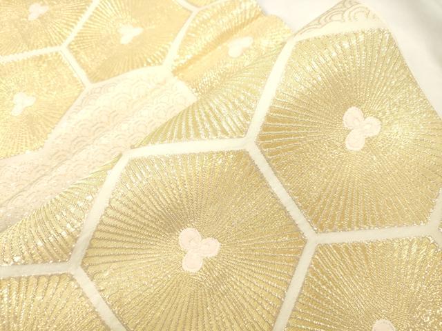 平和屋本店▼六通柄袋帯 亀甲松葉文 純金箔 24K 正絹 逸品 CABL4616dy