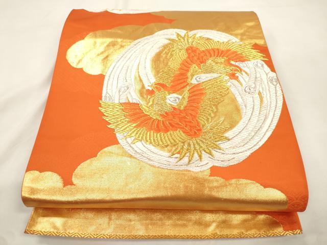 平和屋本店▼六通柄袋帯 唐織 あすか錦 鳳凰丸文 純金箔24K 正絹 逸品 CABL4617dy