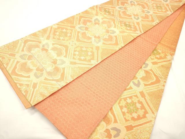 平和屋本店▼六通柄袋帯 蜀江花文 純金佐賀錦織 正絹 逸品 CABL4621dy