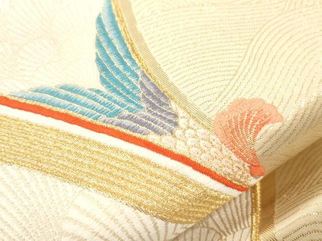 平和屋本店▼六通柄袋帯 立波 鳥文 本金箔九百錦 正絹 逸品 CABL4622dy