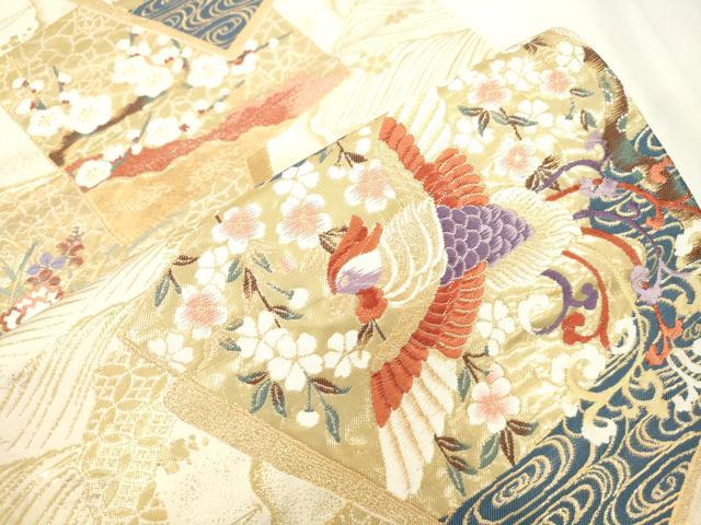 平和屋本店▼六通柄袋帯 唐織 琳派色紙鳳凰文 全面純金箔24K 正絹 逸品 CABL4630dy