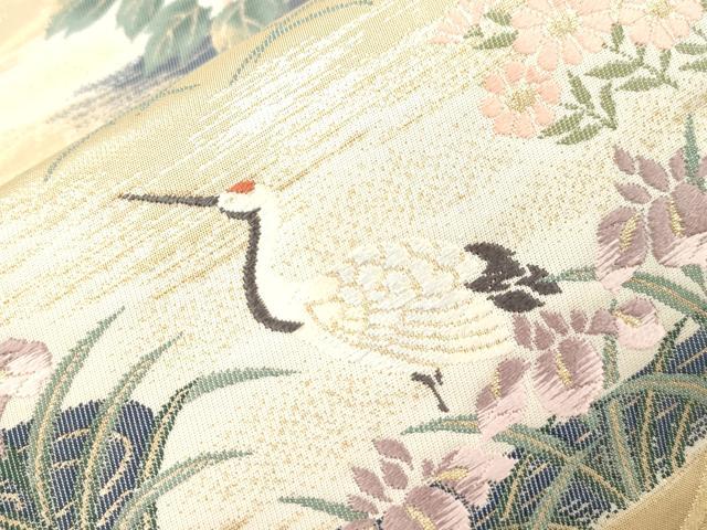 平和屋本店▼六通柄袋帯 唐織 尾長鳥花文 琳派純金箔24K 正絹 逸品 CABL4631dy