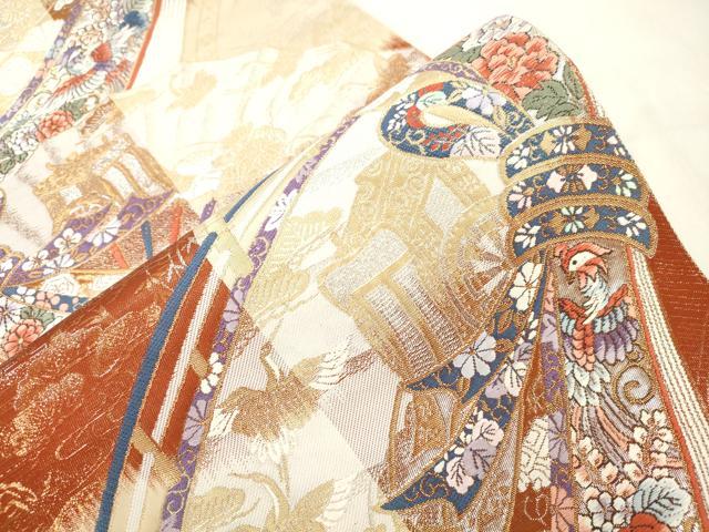 平和屋本店▼六通柄袋帯 天竺宝相花鳥文 本金箔 正絹 逸品 CABL4636dy