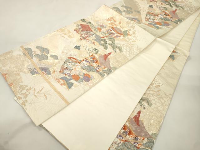 平和屋本店▼六通柄袋帯 慶祥秀宝文 純金箔 正絹 逸品 CABL4640dy
