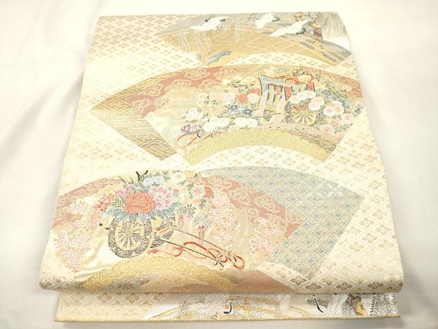 平和屋本店▼六通柄袋帯 京の地紙集 本金箔 正絹 逸品 CABL4645dy