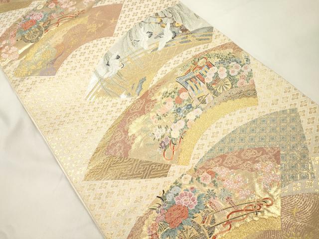 平和屋本店▼六通柄袋帯 京の地紙集 本金箔 正絹 逸品 CABL4645dy